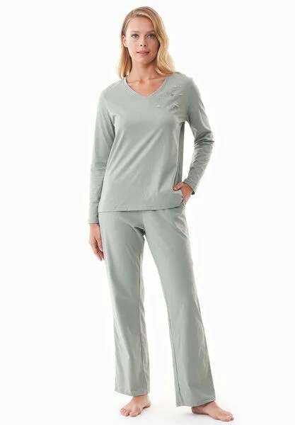 ORGANICATION ORGANICATION TIEERRA | Pyjama-Set aus Bio-Baumwolle, Sage green, – Produktbild 1 von 4