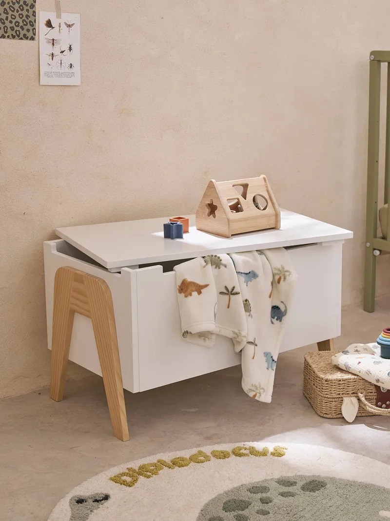 Vertbaudet Kinderzimmer Spielzeugtruhe RETRO, Weiß, – Produktbild 1 von 4