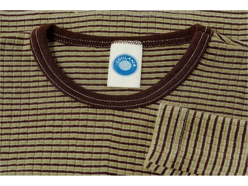 Cosilana Cosilana Kinder Hemd Langarm Baumwolle-Wolle-Seide grün-braun-geringelt Gr.128, Grün, braun, – Produktbild 2 von 2