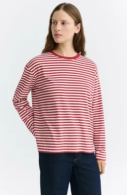 thinking mu Thinking MU Damen vegan Langarm- Emily Gestreift Weiß/Rot – Produktbild 1 von 1
