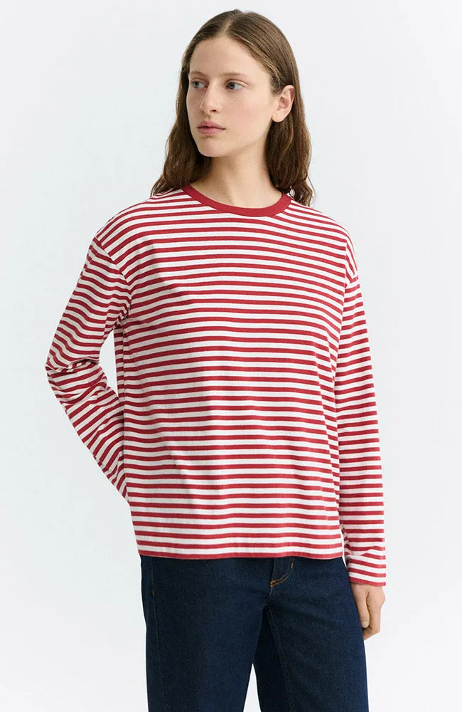 thinking mu Thinking MU Damen vegan Langarm- Emily Gestreift Weiß/Rot, Weiß, – Produktbild 1 von 2
