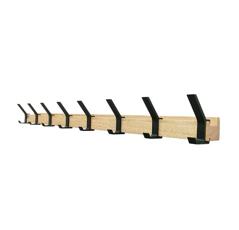 Home Deluxe Home Deluxe Garderobenleiste STRIPE inkl. Haken, Magnete und Bilderregal (8 St), wahlweise 5 oder 8 Edelstahlhaken, Wandgarderobe, Hakenleiste, Braun, – Produktbild 3 von 5