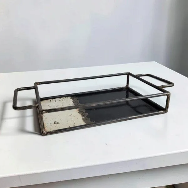 Moogoo Creative Africa Moogoo Creative Africa Upcycling Tablett aus recycelten Ölfässern, Schwarz&weiß, – Produktbild 1 von 5