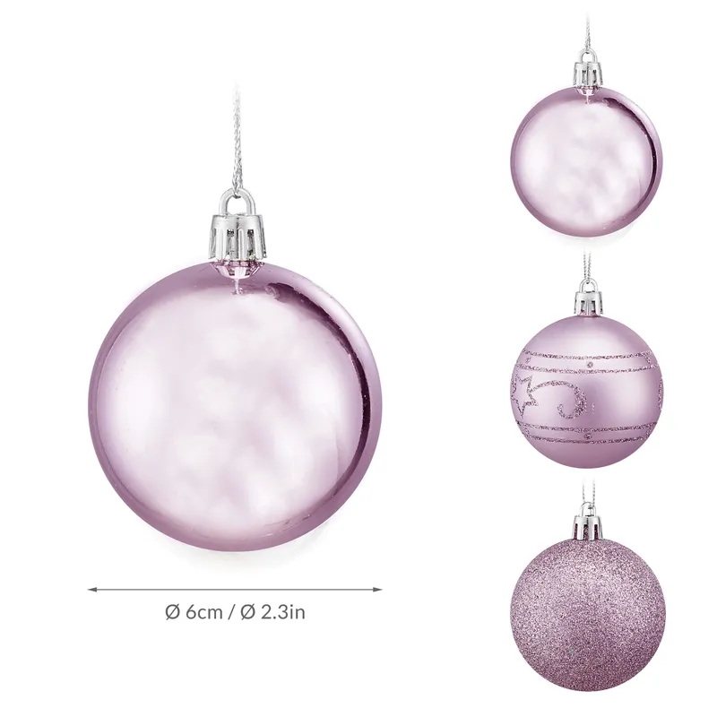 Casaria® Weihnachtskugeln Pink/Rosa 24 tlg in matt glänzend & glitzernd, Pink, – Produktbild 2 von 2