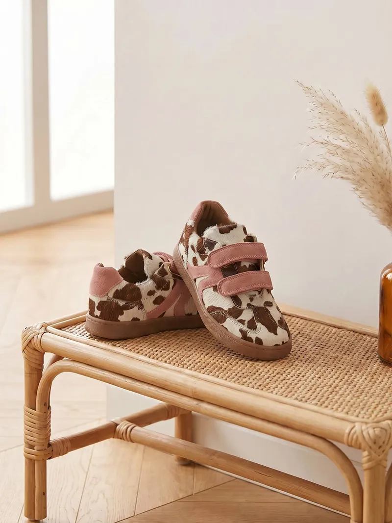 Vertbaudet Klett-Sneakers aus Leder Mädchen, Dunkelbraun, – Produktbild 2 von 4