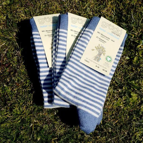 grödo grödo Baby -/Kindersocken (3er Pack), Blau/weiß, – Produktbild 1 von 4