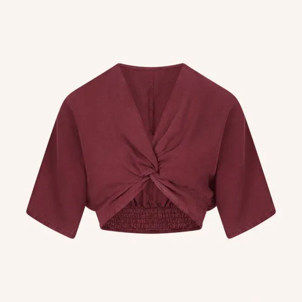 NORDLICHT NORDLICHT Damen Knoten Crop Top Merit aus 100% Tencel, Rot, – Produktbild 2 von 4