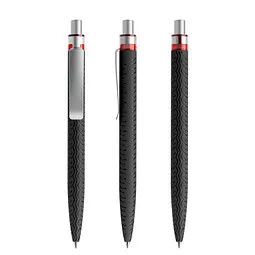 prodir prodir® Druckkugelschreiber QS03 Soft Touch PRS Push, blaue Mine, schwarz/silber satiniert/rot – Produktbild 1 von 1