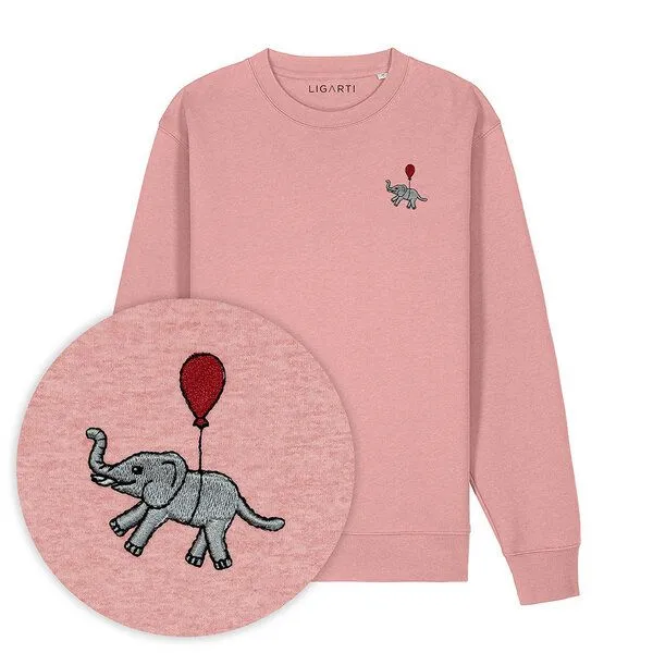 LIGARTI Bestickter Pullover – Tuffi der Elefant – LIGARTI Tiermanufaktur, Altrosa, – Produktbild 1 von 4