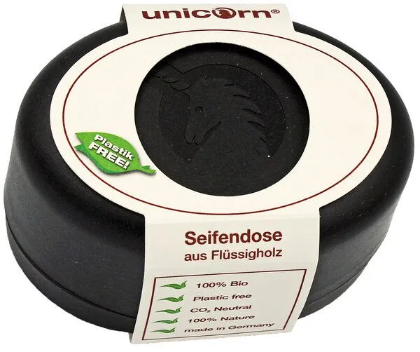 Unicorn unicorn Plastikfreie Seifendose aus Flüssigholz, Samtschwarz, – Produktbild 2 von 4