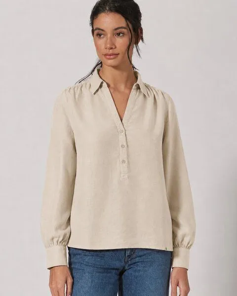 HempAge HempAge Damen Schlupfbluse Hanf/Biobaumwolle Normal Fit, Gobi (beige), – Produktbild 1 von 4