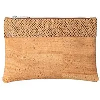 Kork Deko Kork-Deko Kleine Kork-Tasche / kleine Clutch / Etui / großes Portemonnaie, beige mit Snake Print-Absetzung – Produktbild 1 von 1