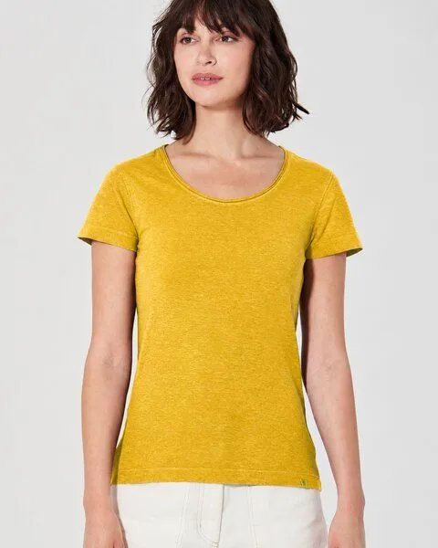 HempAge HempAge Damen T-Shirt mit Rollsaum Hanf/Bio-Baumwolle, Curry, – Produktbild 1 von 4