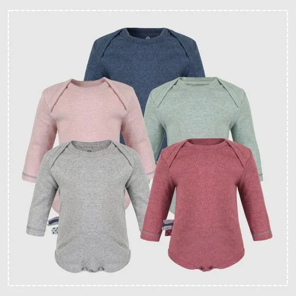 OrganicEra Baby Langarm Bodysuit 'OrganicEra' aus Bio Baumwolle, Bordeaux melange (rot), – Produktbild 4 von 4