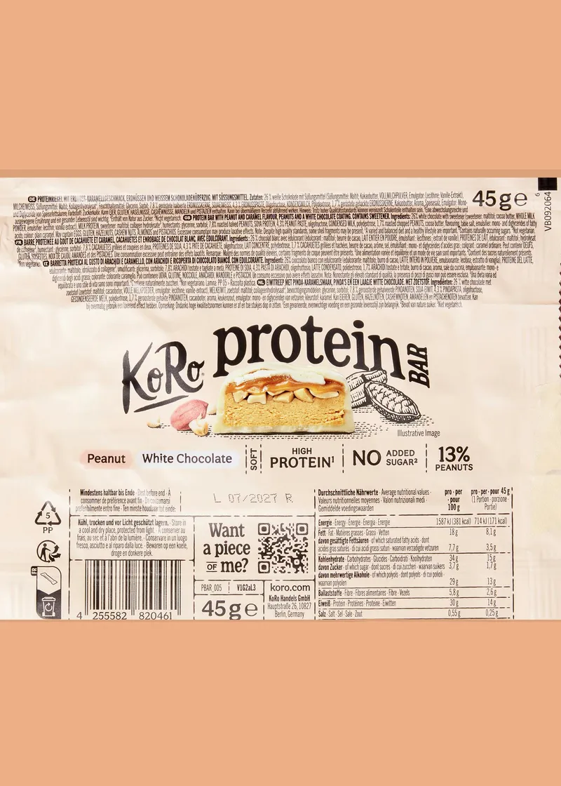KoRo Soft Protein Bar Peanut White Chocolate | 45 g – Produktbild 5 von 5