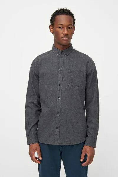 KnowledgeCotton Apparel KnowledgeCotton Apparel Flanellhemd Melange - Regular Fit - aus Bio-Baumwolle, Grau (dark grey melange), – Produktbild 1 von 3