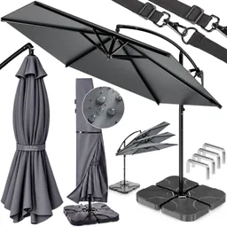 Casaria® Ampelschirm Anthrazit 350cm Komplettset inkl 4 Gewichte & Schutzhülle – Produktbild 1 von 1