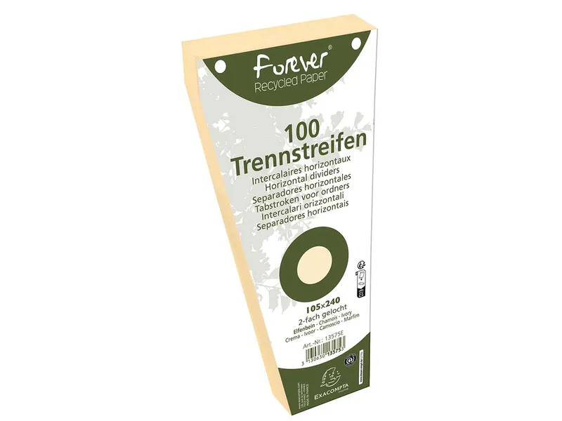Exacompta 6 x 100 Exacompta Trennstreifen "Forever", Trapezform, 180 g/m², 105 x 240 mm, elfenbein – Produktbild 1 von 1