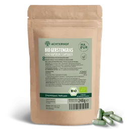 vom Achterhof Bio Gerstengras Kapseln Nachfüllpack (400 Kapseln) – Produktbild 1 von 1