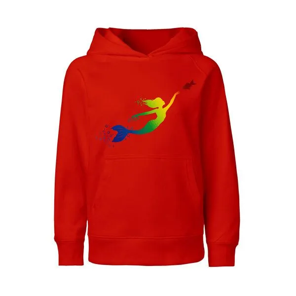HANDGEDRUCKT HANDGEDRUCKT "Meerjungfrau" Kinder-Hoody, Red, – Produktbild 1 von 5