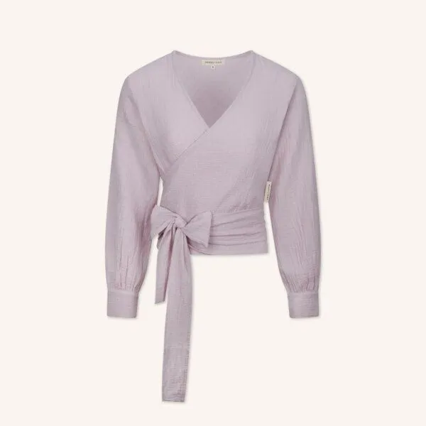 NORDLICHT NORDLICHT Musselin Wickelbluse Freda aus 100% Bio-Baumwolle, Lila, – Produktbild 2 von 4