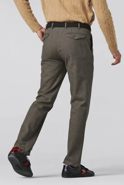 Meyer MEYER GLENCHECK BAUMWOLL CHINO, Braun (taupe), – Produktbild 3 von 4