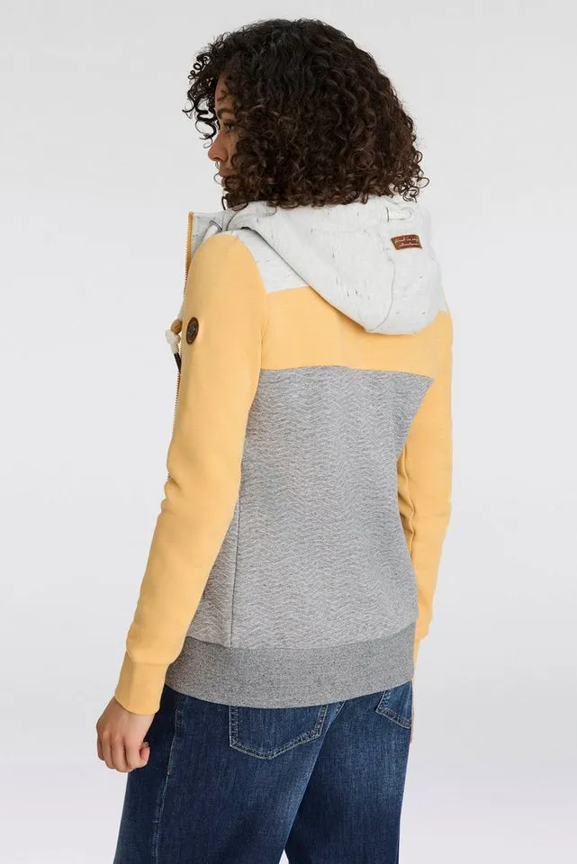 ragwear ragwear Sweatjacke TREGA ZIP O im Colorblocking-Design, Gelb, – Produktbild 3 von 5
