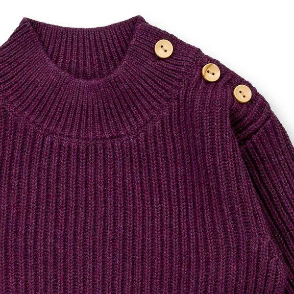 Sense Organics Sense Organics Baby Strickpullover, Modell VARUNY, Bordeauxrot melange, – Produktbild 2 von 3