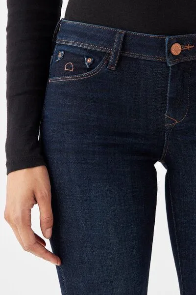 DAWN Damen Jeans MID SUN Slim Design Details DAWN Bio-Baumwolle, Dark blue, – Produktbild 5 von 5