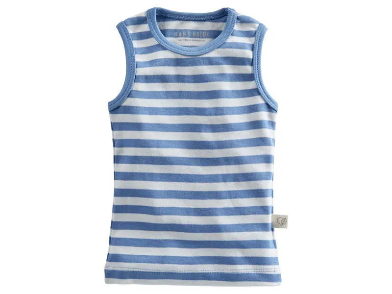 HANS NATUR Baby und Kinder Unterhemd Bio-Baumwolle blau-off white Gr.110/116, Mehrfarbig, – Produktbild 1 von 2