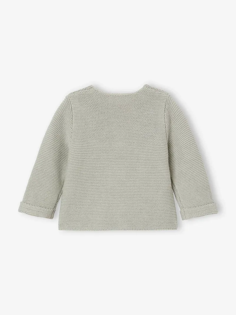 Vertbaudet Baby Strickjacke aus Baumwolle BASIC salbei, Salbeigrün, – Produktbild 2 von 3