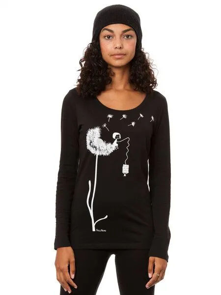 FellHerz FellHerz Damen Longsleeve Pusteblume Bio Fair, Black (schwarz), – Produktbild 1 von 4