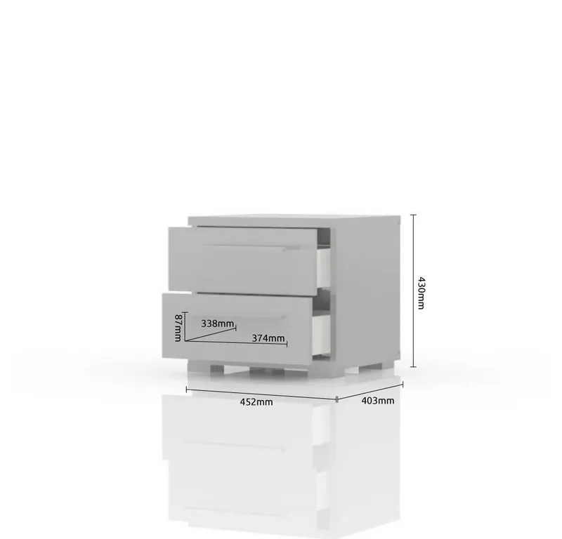OTTO home Nachtkommode Piano, Nachttisch aus FSC-zertifiziertem Holzwerkstoff, Made in Europe (45/40/43 oder 61cm (B/T/H), ideal passend zum Boxspringbett), UV lackiert, hochglänzend, Soft-Close Funktion, 2 oder 3 Schubladen, Weiß, – Produktbild 5 von 8
