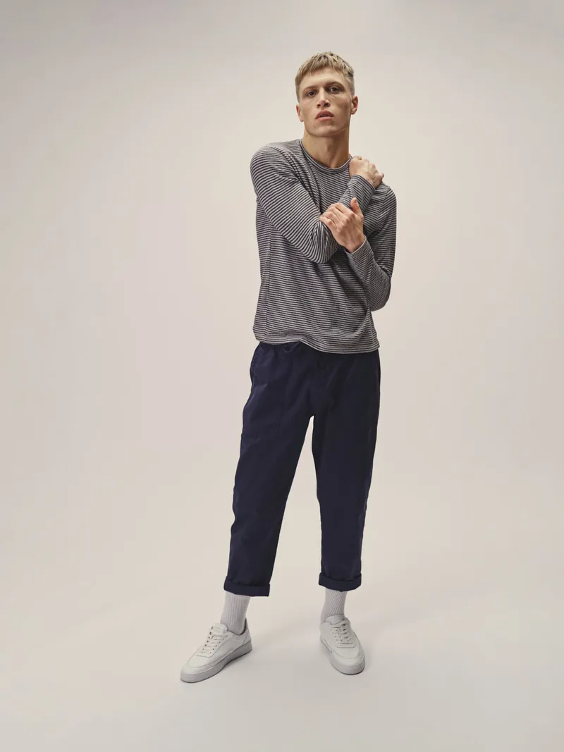 WOTE WOTE Herren vegan Longsleeve Gestreift Anthrazit Grau, Dunkelgrau, – Produktbild 1 von 2