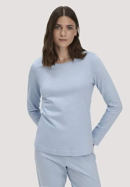 hessnatur hessnatur Langarm-Schlafshirt aus reiner Bio-Baumwolle, Nordisch blau, – Produktbild 1 von 4