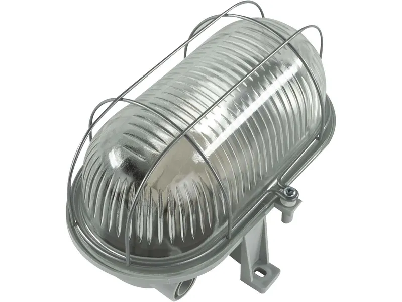 REV REV LED-Oval-Feuchtraumleuchte mit Metallschutzkorb, 7 W, grau – Produktbild 1 von 1