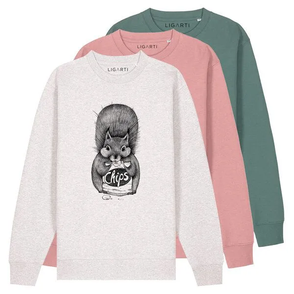 LIGARTI Pullover – Chipseichhörnchen – LIGARTI Tiermanufaktur, Hellgrau, – Produktbild 1 von 3
