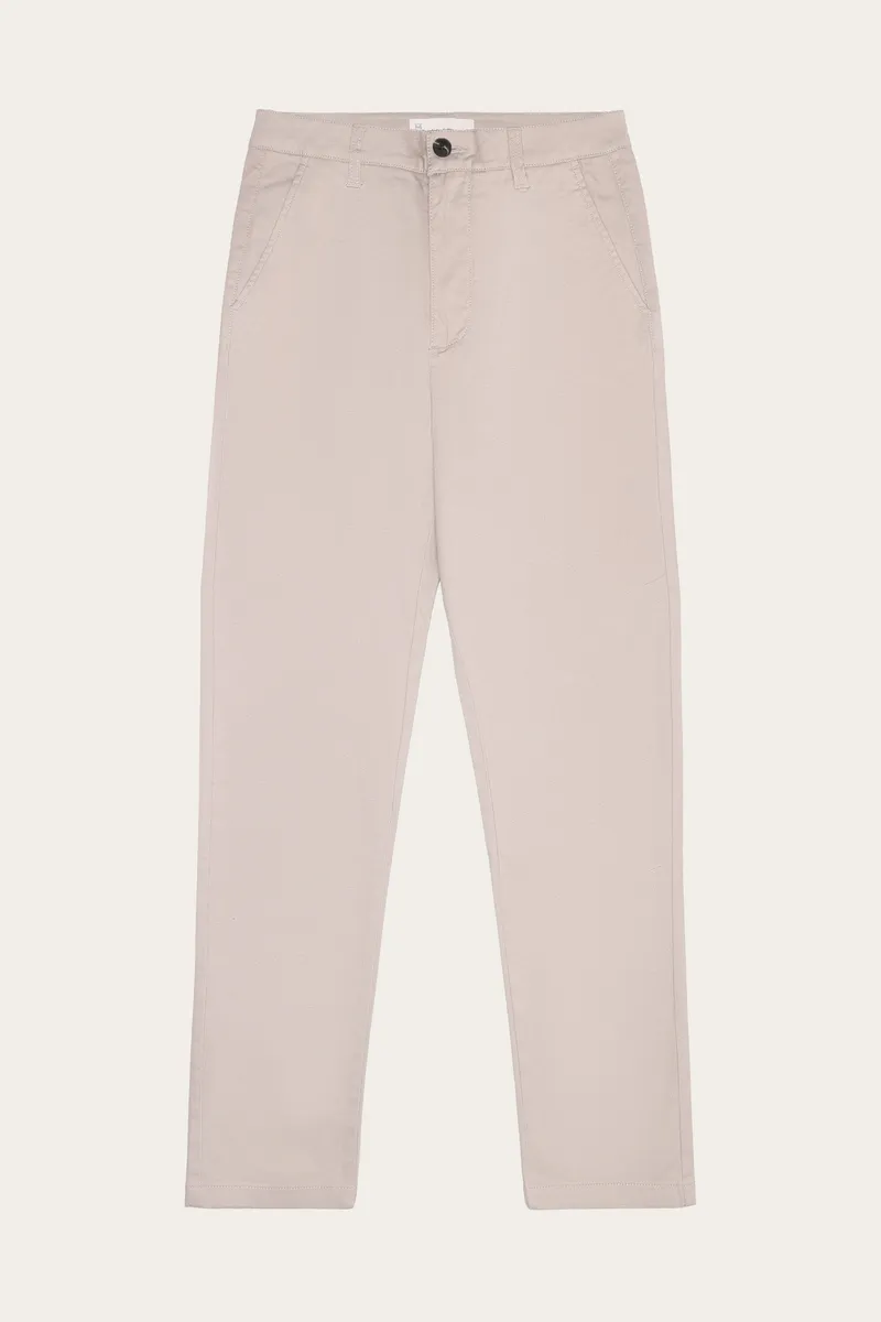 KnowledgeCotton Apparel KnowledgeCotton Apparel Damen vegan Hose Damen Iris Slim Pique Light Feather Gray, Hellgrau, – Produktbild 1 von 2