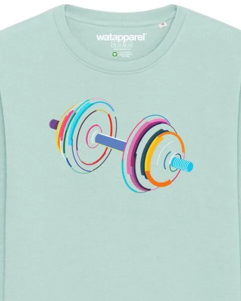 watapparel watapparel Sweatshirt Unisex 80s Hantel, Caribbean blue, – Produktbild 3 von 4