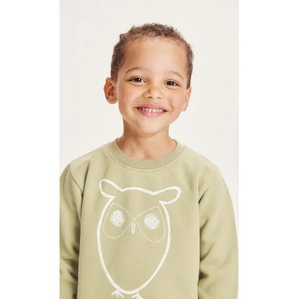 KnowledgeCotton Apparel KnowledgeCotton Apparel KnowledgeCotton Kinder Sweatshirt Owl reine Bio-Baumwolle, Grün (swamp), – Produktbild 2 von 2