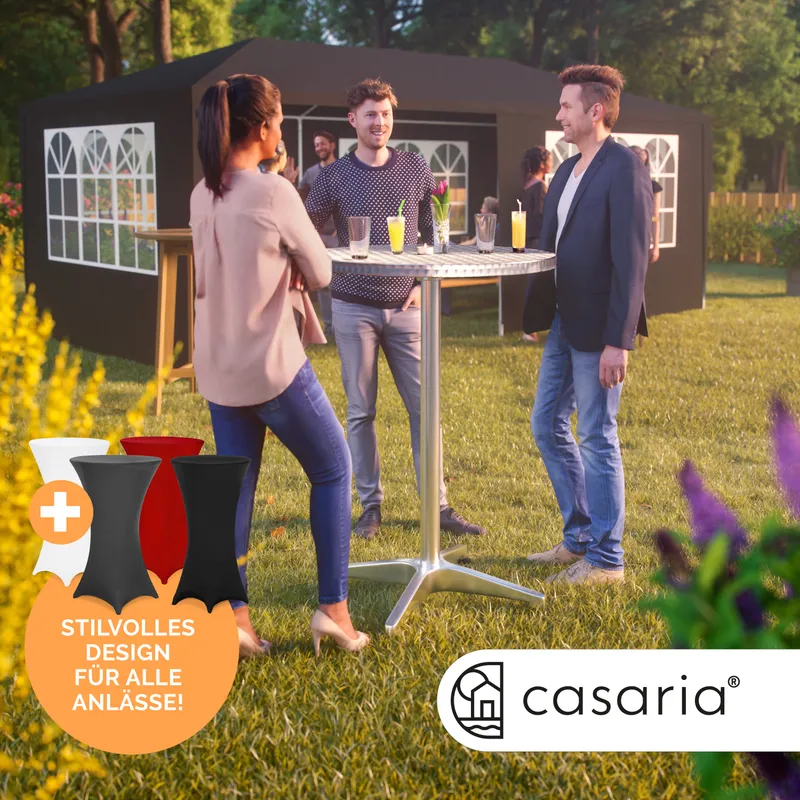 Casaria® Stehtisch Silber 115x60cm + Husse Anthrazit Ø60cm – Produktbild 2 von 2