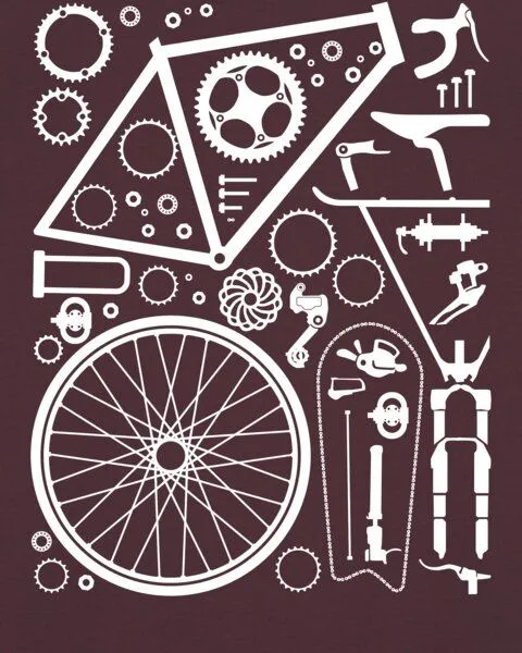 watapparel watapparel T-Shirt Unisex Fahrradteile, Red brown, – Produktbild 3 von 4