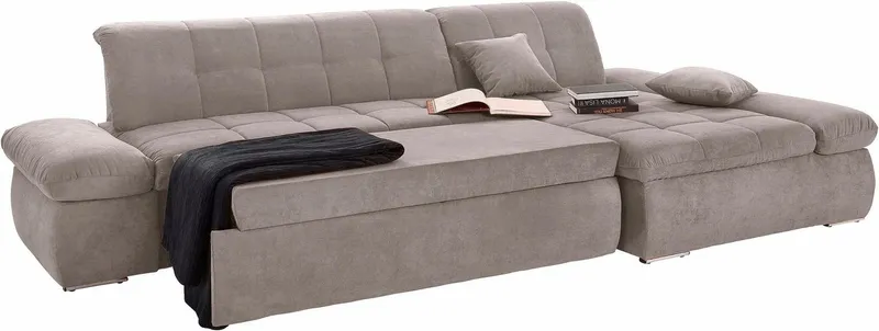 DOMO collection Ecksofa NMORIC XXL, 300x172x80cm, viel Platz, bequem, L-Form, wahlweise mit Bettfunktion und Armlehnverstellung, Braun, – Produktbild 8 von 8