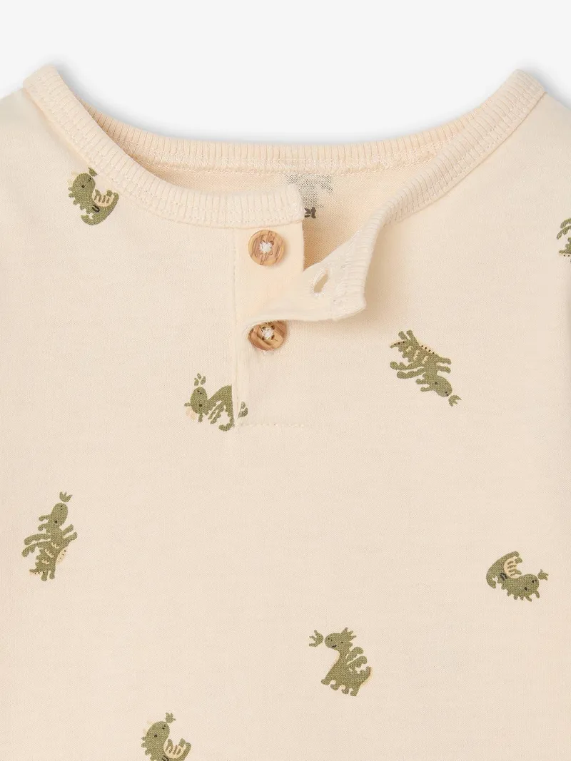 Vertbaudet Baby Shirt mit Drachen-Print und Knopfleiste vanille, Vanille, – Produktbild 2 von 3