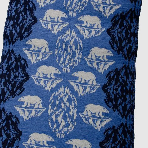 LANARTO slow fashion LANARTO slow fashion Schal Muster 'Eisbär' zweifarbig gestrickt aus mulesingfreier Merinowolle", Blau, – Produktbild 2 von 3