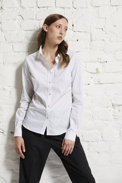 Wunderwerk Wunderwerk Metro blouse stripe, Weiss mit grau, – Produktbild 2 von 3