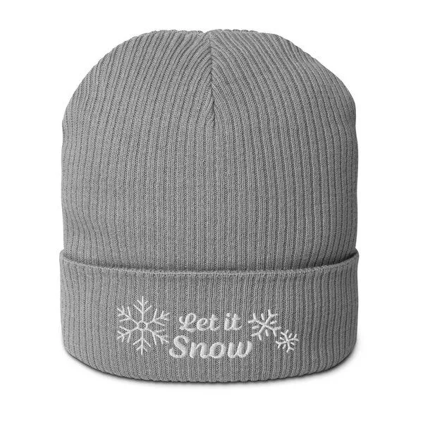 PepMelon Let it snow bestickte Bio-Rippmütze, Grau, – Produktbild 1 von 4