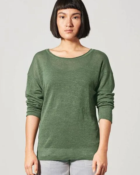 HempAge HempAge Damen Luftiger Pullover 100% Hanf, Herb(grün), – Produktbild 2 von 4