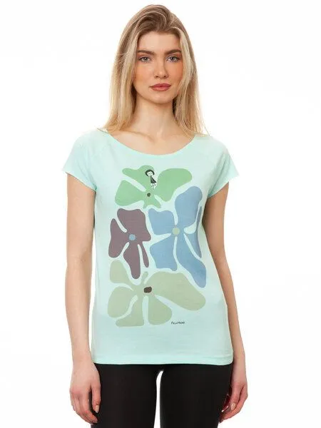 FellHerz FellHerz Damen T-Shirt Flower Girl moonlight jade bio & fair & vegan – Produktbild 3 von 3