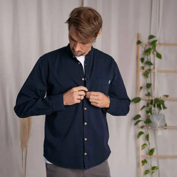 Vresh Clothing Vresh Clothing Christov - Hemd aus Biobaumwolle, Blueberry, – Produktbild 1 von 4